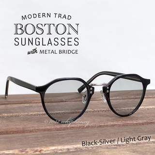 トラッドボストン眼鏡 ブラックフレーム ライトグレーレンズ サングラス(サングラス/メガネ)