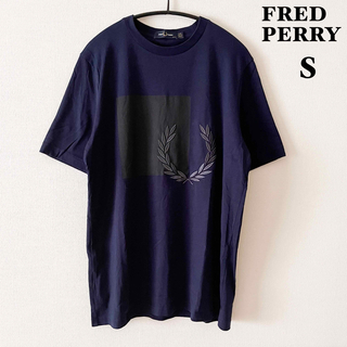 FRED PERRY - 【美品】フレッドペリーTシャツ　カットソー　月桂樹ビッグロゴ　ネイビー　S