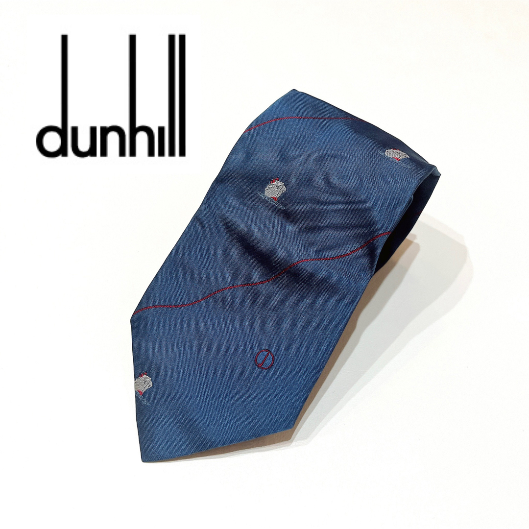 Dunhill(ダンヒル)のダンヒル　ネクタイ　ブルー　ネイビー　船　マリン　ブランドネクタイ　スーツ メンズのファッション小物(ネクタイ)の商品写真