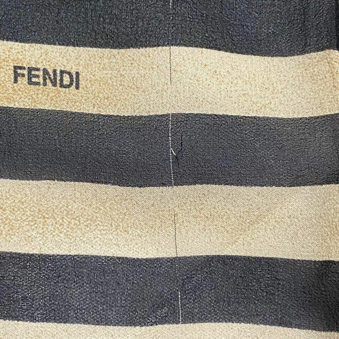 FENDI(フェンディ)の★FENDI★ スカーフ シフォン ボーダー ストライプ ブラック ブラウン レディースのファッション小物(バンダナ/スカーフ)の商品写真