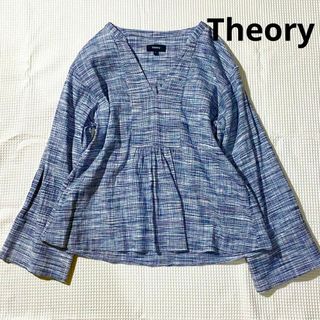 theory - 【美品】Theory セオリー　MATARA.S スキッパーブラウス　リネン混