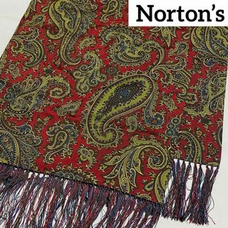 未使用品★Norton's★ ストール メンズ ペイズリー シルク ダークレッド(ストール)