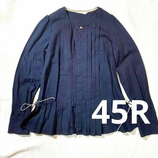 フォーティファイブアール(45R)の【美品】45R 45rpm タックブラウス　シャツ　インディゴ　藍染　長袖(シャツ/ブラウス(長袖/七分))