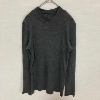 ユニクロ(UNIQLO)の🌟【UNIQLO】ユニクロ　リブハイネックT 長袖　Mサイズ　グレー(Tシャツ(長袖/七分))