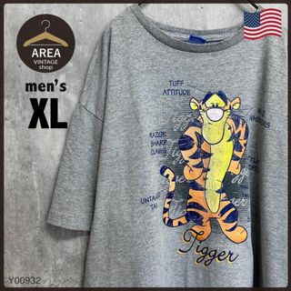 ディズニー(Disney)のDisney USA アメリカ古着 Tシャツ半袖グレーXLサイズタイガーラメ(Tシャツ/カットソー(半袖/袖なし))