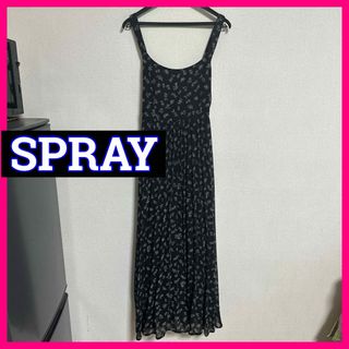 スプレイ(SpRay)のSPRAY スプレイ 花柄 ロングワンピース キャミワンピース ブラック(ロングワンピース/マキシワンピース)