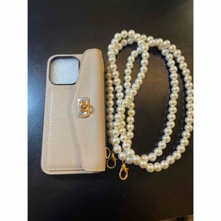 kate spade new york - iPhoneプロ13 スマホケース　パールチェーン付き