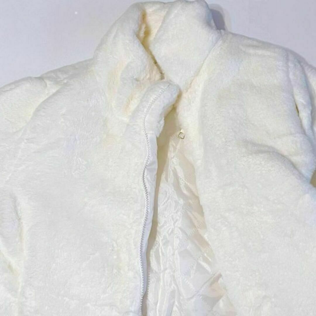 エコファー とろふわラビット フェイクファー ふわふわ コート 白 M レディースのジャケット/アウター(毛皮/ファーコート)の商品写真