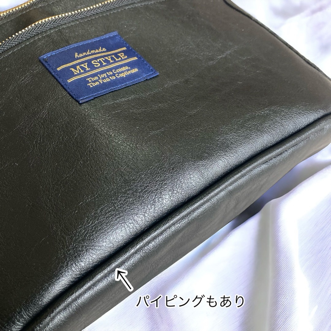 Big size／Wallet Body Bag／BLACK leather ハンドメイドのファッション小物(バッグ)の商品写真