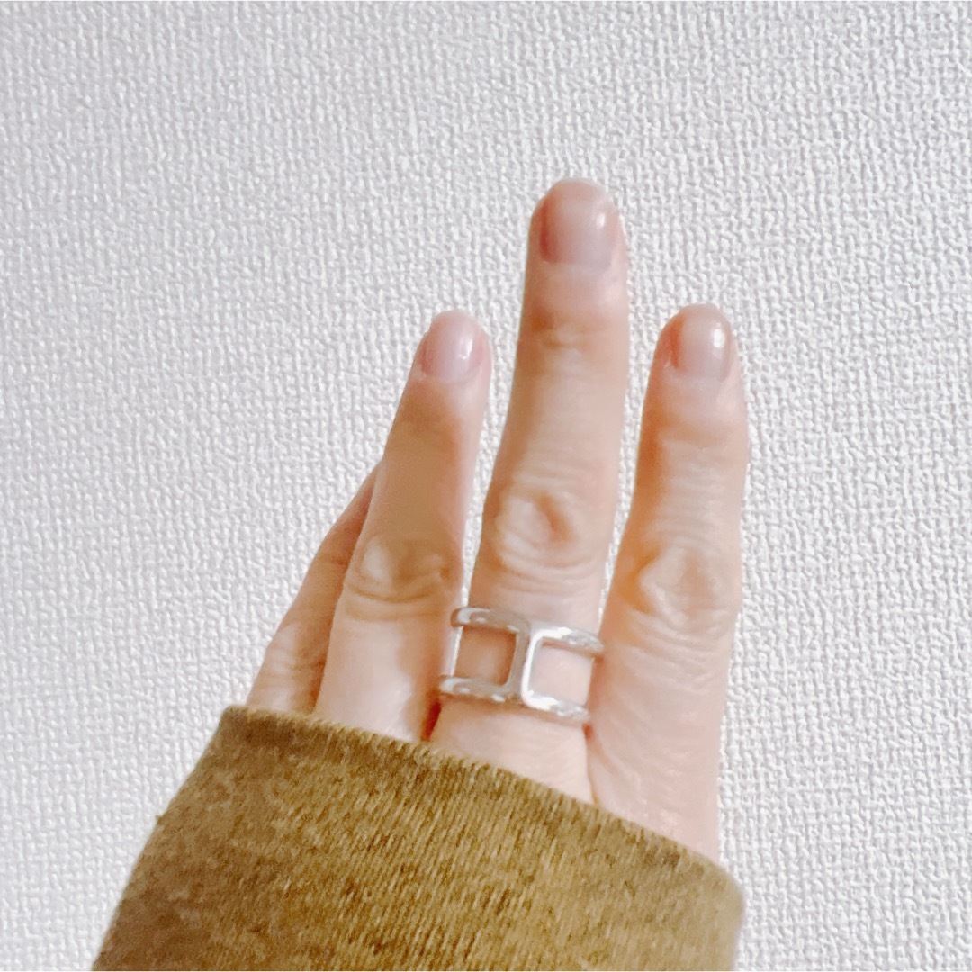 シルバーリング 925 銀 ワーク 幅広め オスモズ風 韓国 指輪 縦11mm① メンズのアクセサリー(リング(指輪))の商品写真