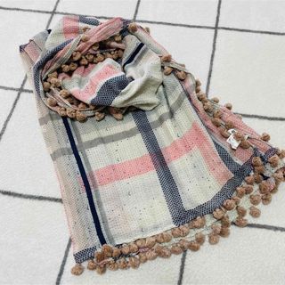 シトラス(CITRUS)のシトラス  ポンポン付き cotton＆silkストール(マフラー/ショール)