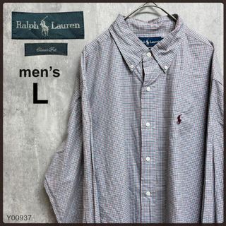 Ralph Lauren - ラルフローレンクラシックフィット長袖メンズチェック柄シャツLコットン100％