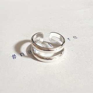 シルバーリング 925 銀 2連風 ラウンドネス ダブルライン JM 韓国 指輪(リング(指輪))