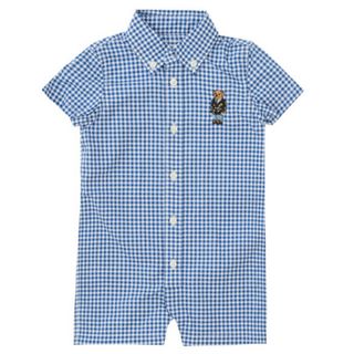 ポロラルフローレン(POLO RALPH LAUREN)のラルフローレン　半袖　チェック　ロンパース　ベア　男の子(ロンパース)