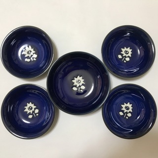 【未使用】瑠璃色  中鉢 小鉢  5点 セット ネイビーブルー(食器)