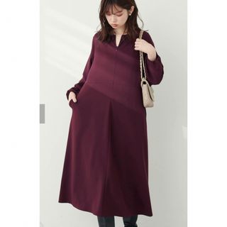 natural couture - 【新品】2WAY配色カットワンピース　ボルドー