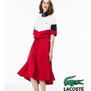 ラコステ(LACOSTE)のLACOSTE ハーフジップ/ポロワンピース32トリコカラー/刺繍ロゴ(ひざ丈ワンピース)