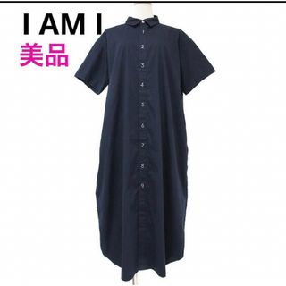 美品 I am I アイアムアイ コットン 綿 シャツ ワンピース　数字　123