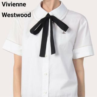 ヴィヴィアンウエストウッド(Vivienne Westwood)の22FW 美品 ヴィヴィアンウエストウッド レースラウンドカラーボウタイ付シャツ(シャツ/ブラウス(半袖/袖なし))