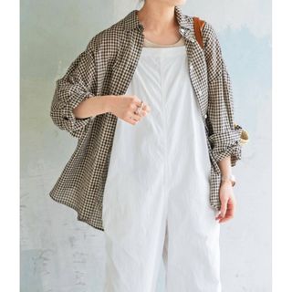 スピックアンドスパン(Spick & Span)のギンガムチェックHEMPローンルーズシャツ(シャツ/ブラウス(長袖/七分))