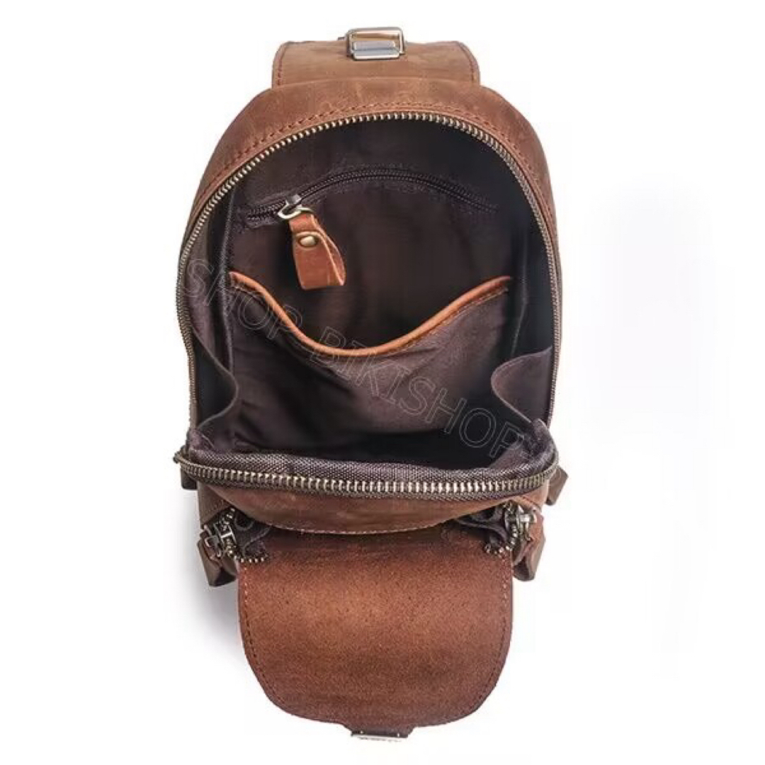 牛革バッグ　本革ボディバッグ メンズ 牛革斜め掛けバッグ  薄型ボディーバッグ メンズのバッグ(バッグパック/リュック)の商品写真