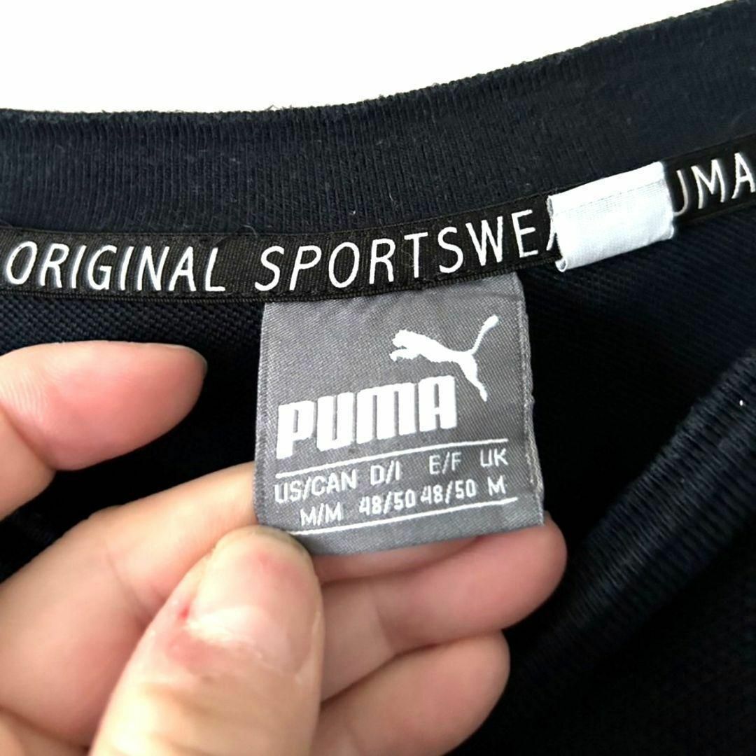 PUMA(プーマ)のプーマ PUMA ロゴ 刺繍 スウェット トレーナー ブラック 黒 古着 メンズのトップス(スウェット)の商品写真