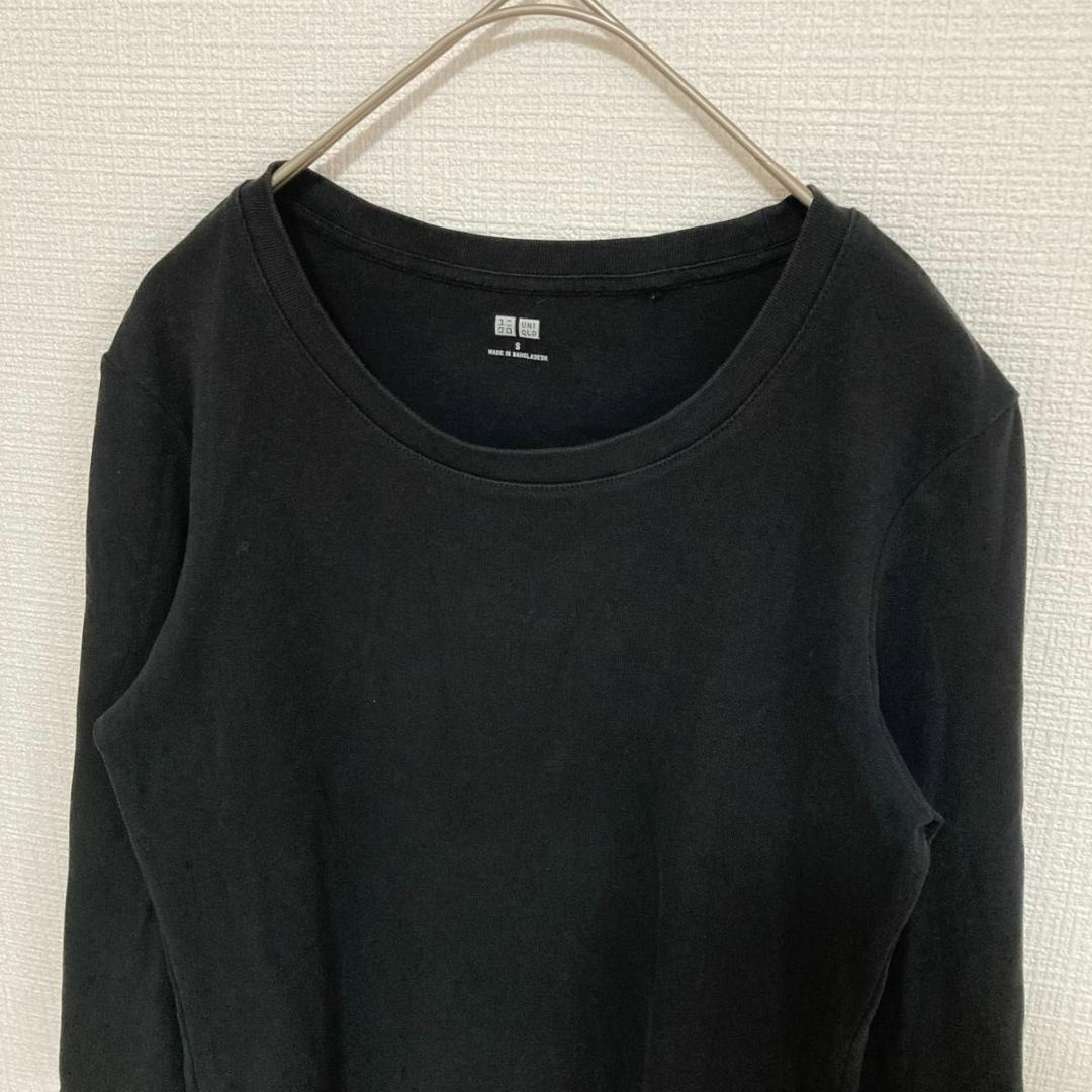 UNIQLO(ユニクロ)の🌟【UNIQLO】ユニクロ　クルーネックT    七分袖　Sサイズ　ブラック レディースのトップス(Tシャツ(長袖/七分))の商品写真