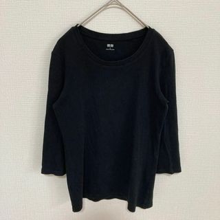 ユニクロ(UNIQLO)の🌟【UNIQLO】ユニクロ　クルーネックT    七分袖　Sサイズ　ブラック(Tシャツ(長袖/七分))