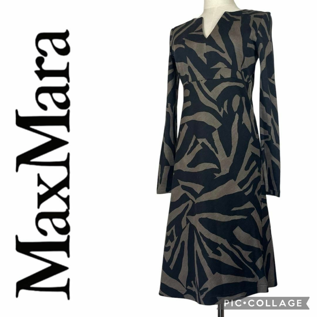 Max Mara(マックスマーラ)の【美品】MaxMara　マックスマーラ★総柄ロングワンピース★白タグ★サイズ38 レディースのワンピース(ロングワンピース/マキシワンピース)の商品写真