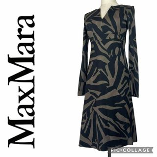 マックスマーラ(Max Mara)の【美品】MaxMara　マックスマーラ★総柄ロングワンピース★白タグ★サイズ38(ロングワンピース/マキシワンピース)