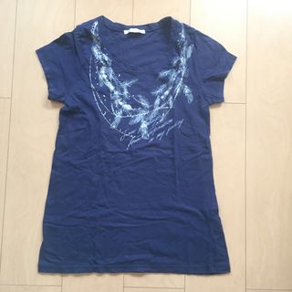 イッカ(ikka)のイッカ 半袖Tシャツ トップス カットソー レディース 羽根 紺(Tシャツ(半袖/袖なし))