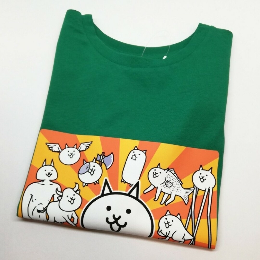 No.539 キッズ Tシャツ 長袖 薄手 120 にゃんこ大戦争④ 緑 エンタメ/ホビーのアニメグッズ(その他)の商品写真