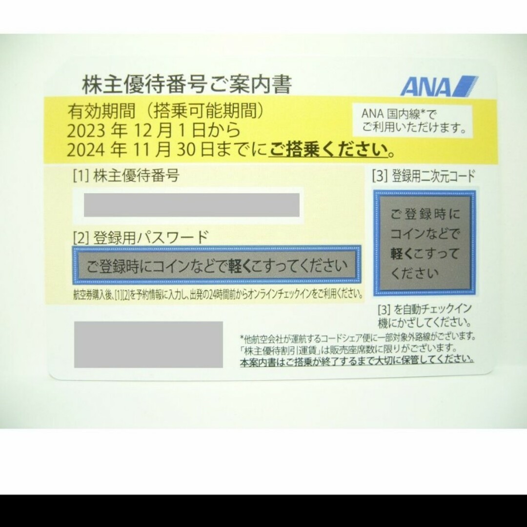 ANA(全日本空輸)(エーエヌエー(ゼンニッポンクウユ))のANA 株主優待券 チケットの乗車券/交通券(鉄道乗車券)の商品写真