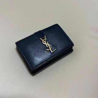 サンローラン 三つ折り財布 タイニーウォレット カサンドラ YSL 黒