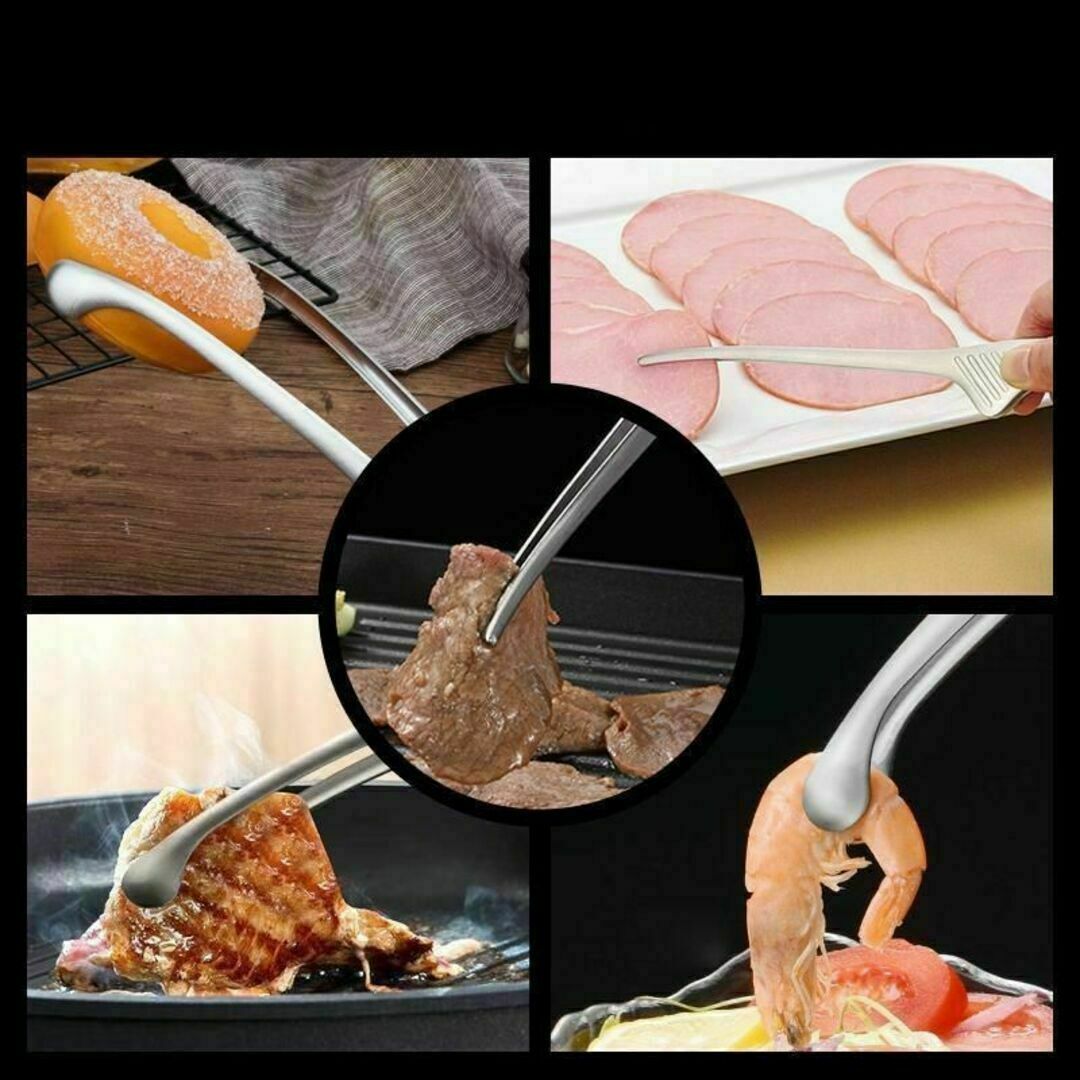 ステンレス製 焼肉トング 2本セット | 衛生的で万能 | バーベキュー・肉用 スポーツ/アウトドアのアウトドア(調理器具)の商品写真