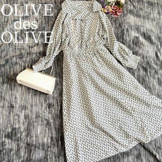 OLIVE des OLIVE 花柄　ロング　ワンピース　白　総柄　Free(ロングワンピース/マキシワンピース)