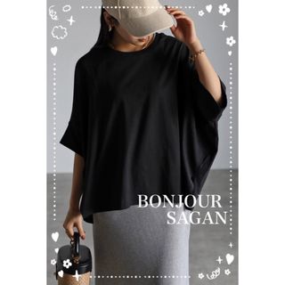 BONJOUR SAGAN - Bonjour sagan  ドルマンスリーブTシャツ　　ブラック