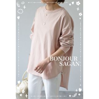 ボンジュールサガン(BONJOUR SAGAN)のBonjour sagan  ラウンドカットカットソー　ピンク(Tシャツ(長袖/七分))