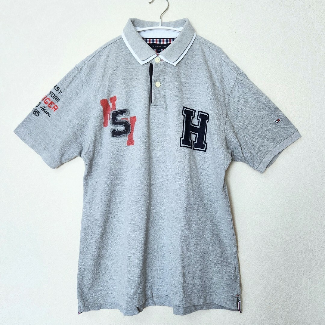 TOMMY HILFIGER(トミーヒルフィガー)のTOMMY HILFIGER ポロシャツ 2枚襟 刺繍ロゴ ワッペンロゴ XXL メンズのトップス(ポロシャツ)の商品写真