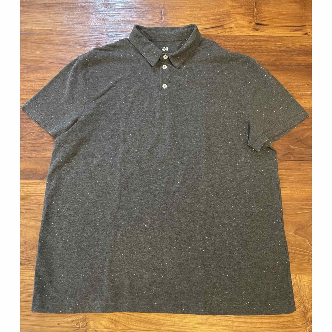 H&M(エイチアンドエム)のH&M エイチアンドエム メンズ ポロシャツ カットソー 杢グレー 霜降り メンズのトップス(Tシャツ/カットソー(半袖/袖なし))の商品写真