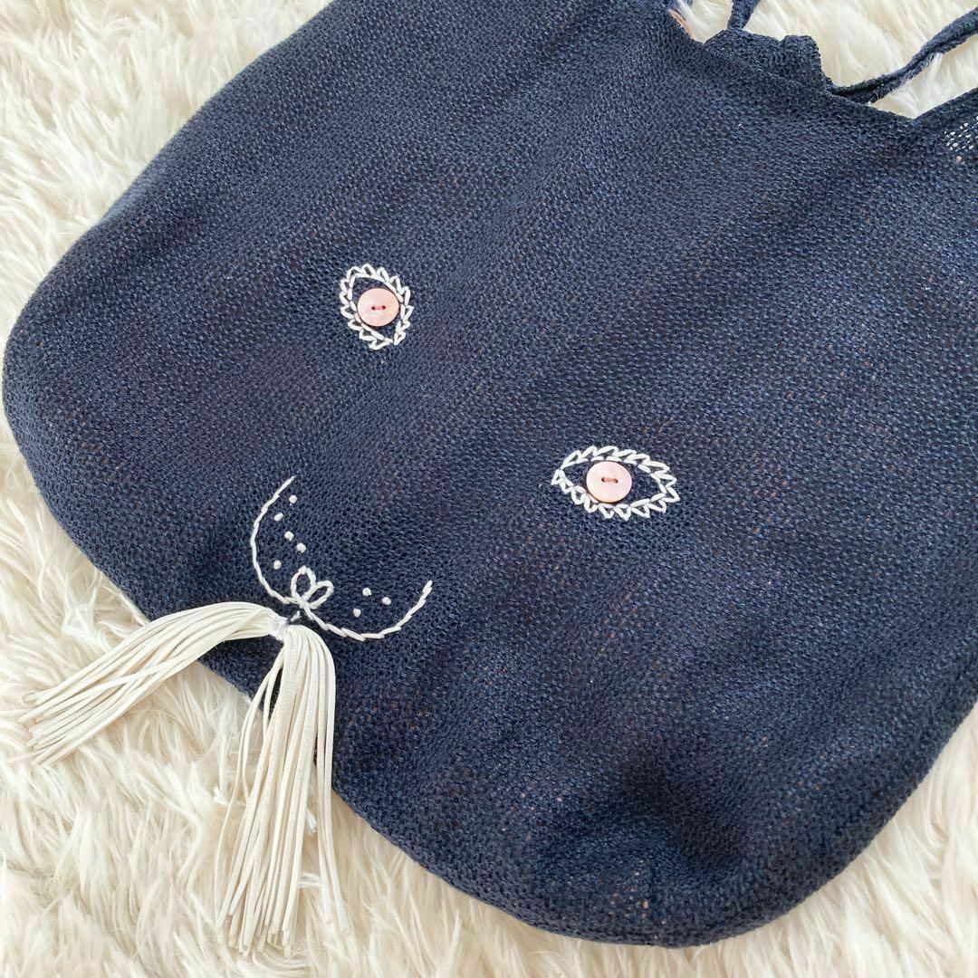 mina perhonen(ミナペルホネン)のミナペルホネン usa bag うさぎ　刺繍　ウサバッグ　ネイビー　ピンク　麻 レディースのバッグ(トートバッグ)の商品写真