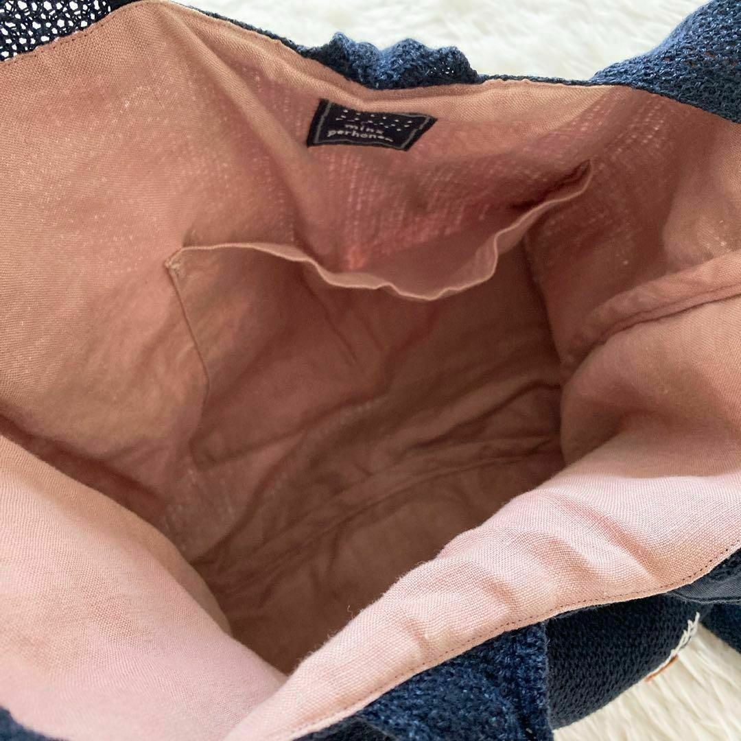 ミナペルホネン usa bag うさぎ 刺繍 ウサバッグ ネイビー ピンク 麻 ミナペルホネン usa bag うさぎ 刺繍 ウサバッグ ネイビー ピンク 麻