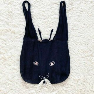 ミナペルホネン(mina perhonen)のミナペルホネン usa bag うさぎ　刺繍　ウサバッグ　ネイビー　ピンク　麻(トートバッグ)