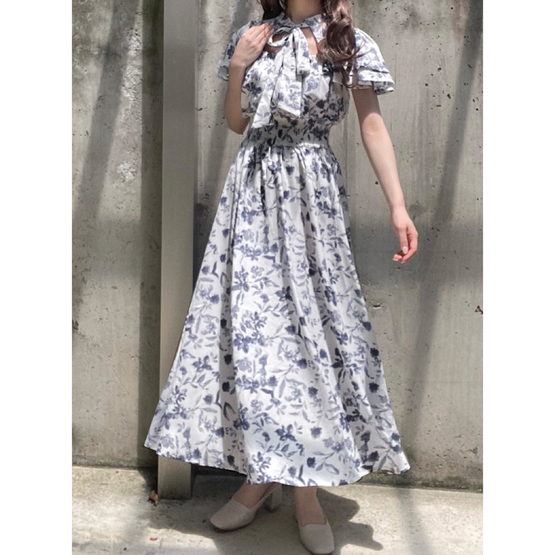 GRL - グレイルGRL前後2Way花柄ボウタイフリルスリーブ GRL - グレイルGRL前後2Way花柄ボウタイフリルスリーブ