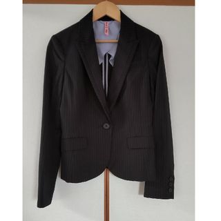 SUIT SELECTスーツセレクトパンツスーツ ブラック ストライプ  7号