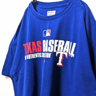 Majestic - マジェスティックMLBテキサスレンジャーズ ロゴ Tシャツブルー青2XL古着