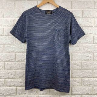 ダブルアールエル(RRL)の美品　RRL ダブルアールエル　インディゴ　半袖　ボーダーTシャツ　ポケT S(Tシャツ/カットソー(半袖/袖なし))