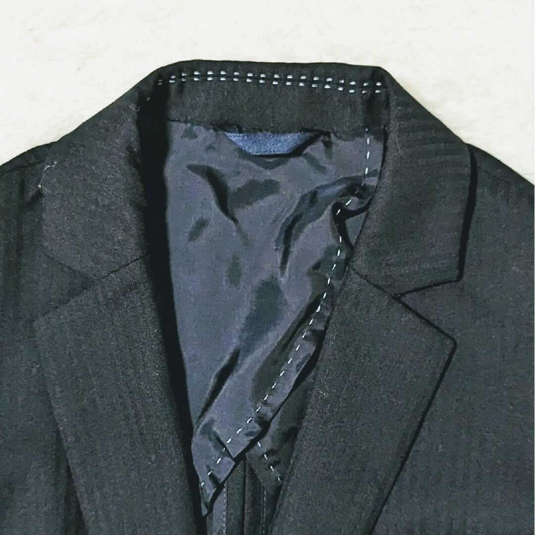 HARUYAMA(ハルヤマ)の美品 ストーベル&メイソン スカートスーツセットアップ ストライプ XS 濃紺 レディースのフォーマル/ドレス(スーツ)の商品写真