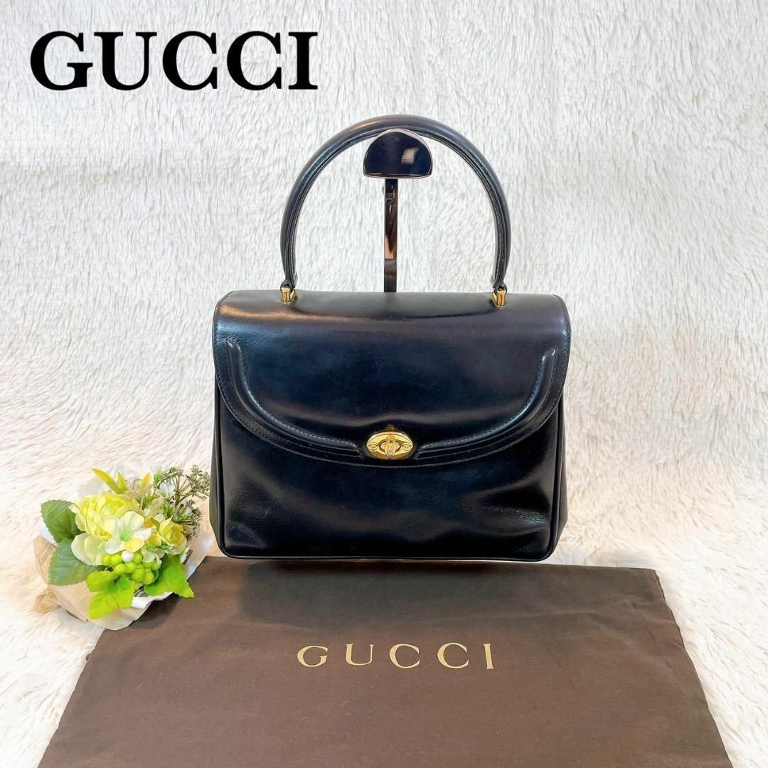 Gucci(グッチ)の☆良品☆GUCCI オールドグッチ ハンドバッグ ターンロック レザー ブラック レディースのバッグ(ハンドバッグ)の商品写真