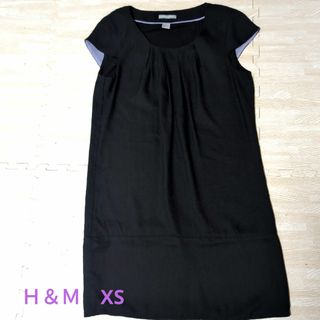 エイチアンドエム(H&M)のＨ＆Ｍ　ワンピース　XS ブラック(ひざ丈ワンピース)